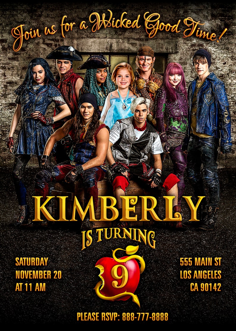 DIGITAL Invitation Descendants Inspired, Descendants Etsy