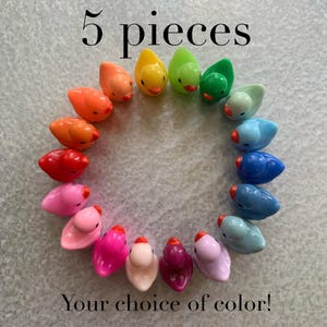 Mini Duck Fridge Magnets | 5 Pieces | Colorful Pastel Refrigerator Magnet Set | Small Bird Magnetic Home Decoration
