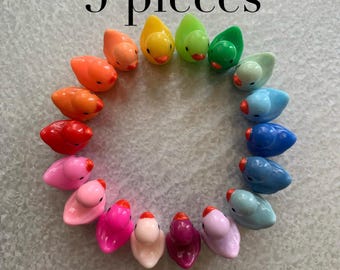 Mini Duck Fridge Magnets | 5 Pieces | Colorful Pastel Refrigerator Magnet Set | Cute Small Bird Magnetic Home Decoration