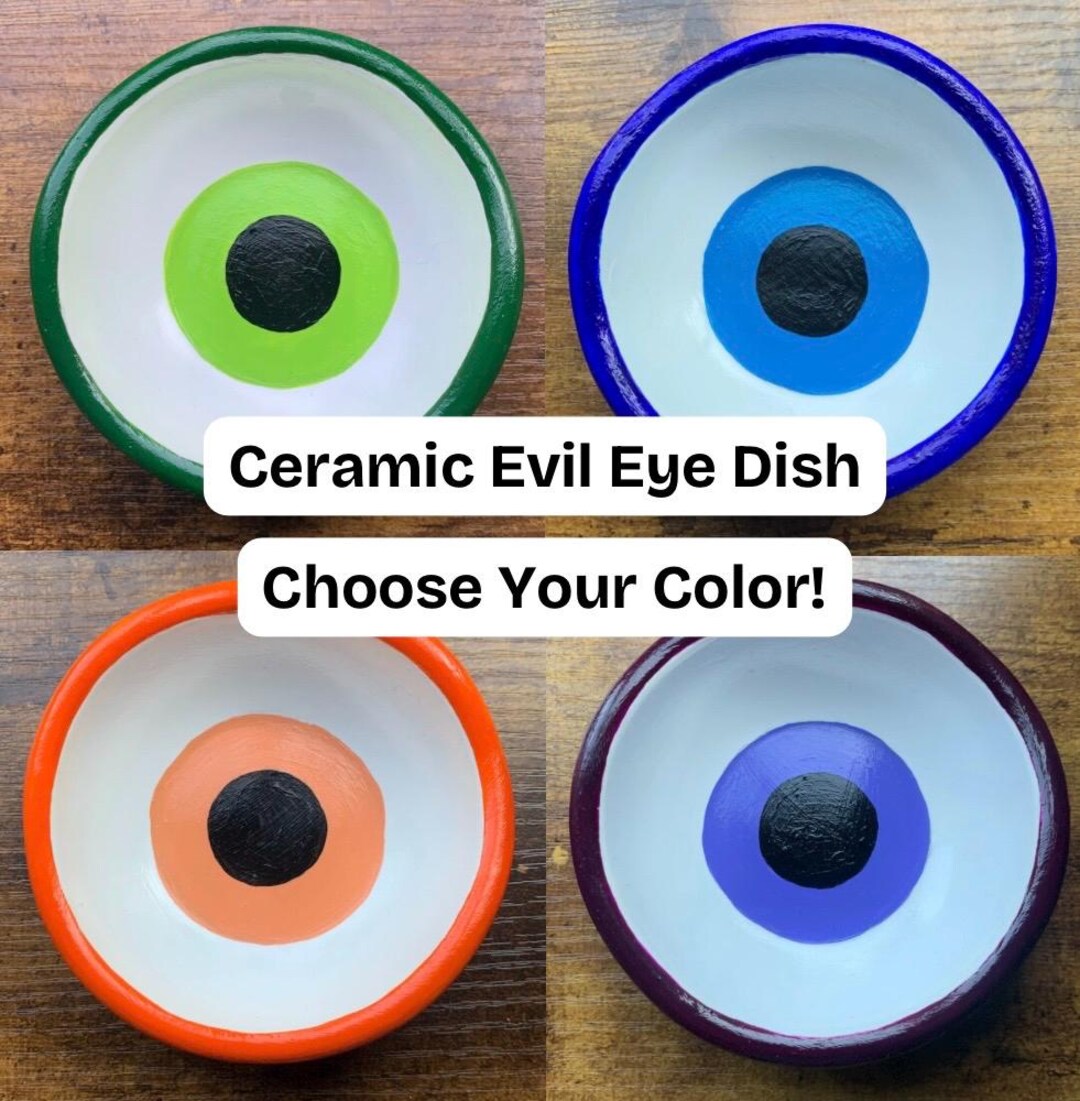 Small Ceramic Evil Eye Dish | 1 Piece | Handmade Bowl | Jewelry ...