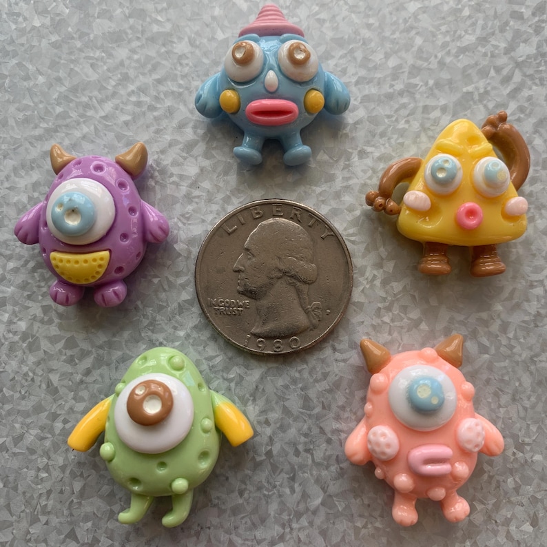 Mini Cartoon Creature Fridge Magnets | 5 Pieces | Colorful Pastel ...
