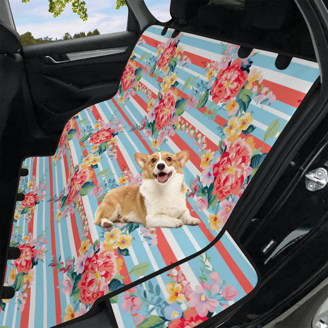 Car Pet Seat Cover Floral Design Vehicle Back Seat Cover Etsy