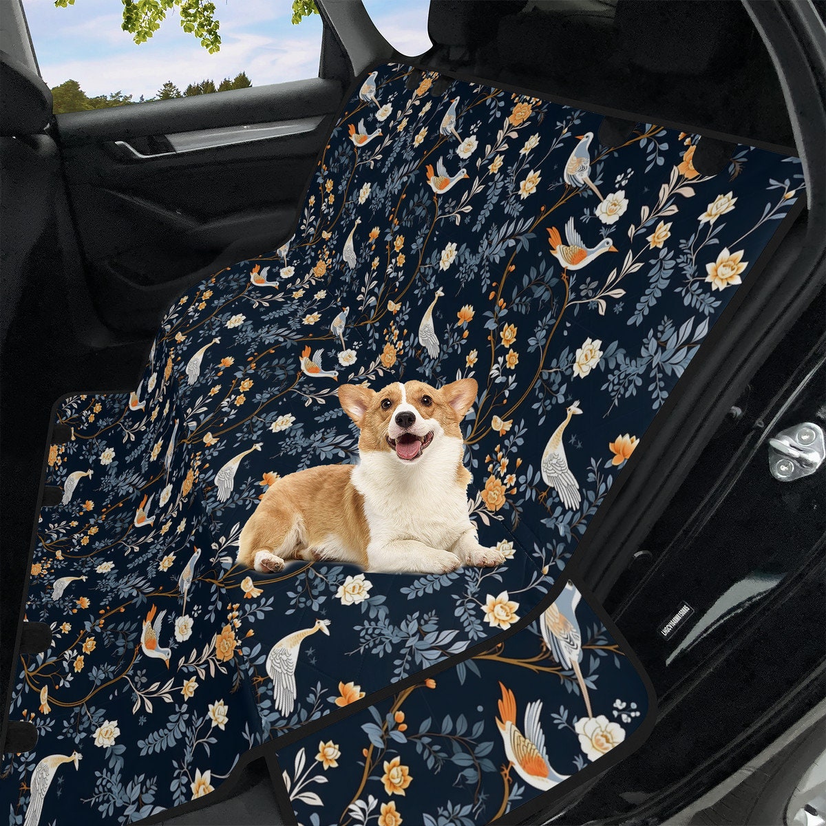 Car Pet Seat Cover Floral Design Vehicle Back Seat Cover Etsy