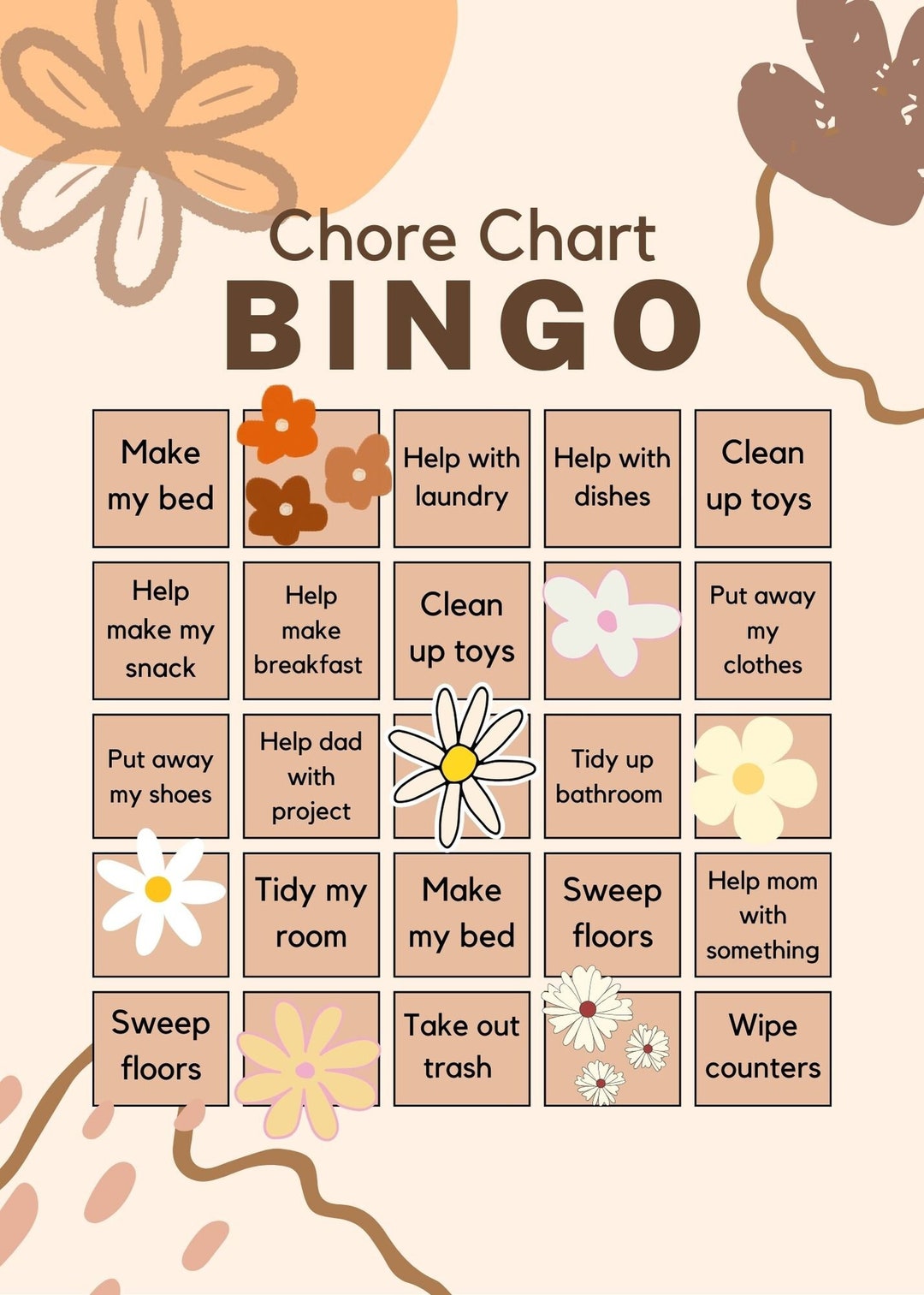 Chore Chart Bingo - Etsy