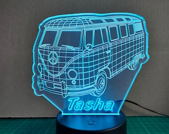 Kombi Van Volkswagen VW 3D Acrylic LED 7 Colour Night Light Touch Table Lamp 