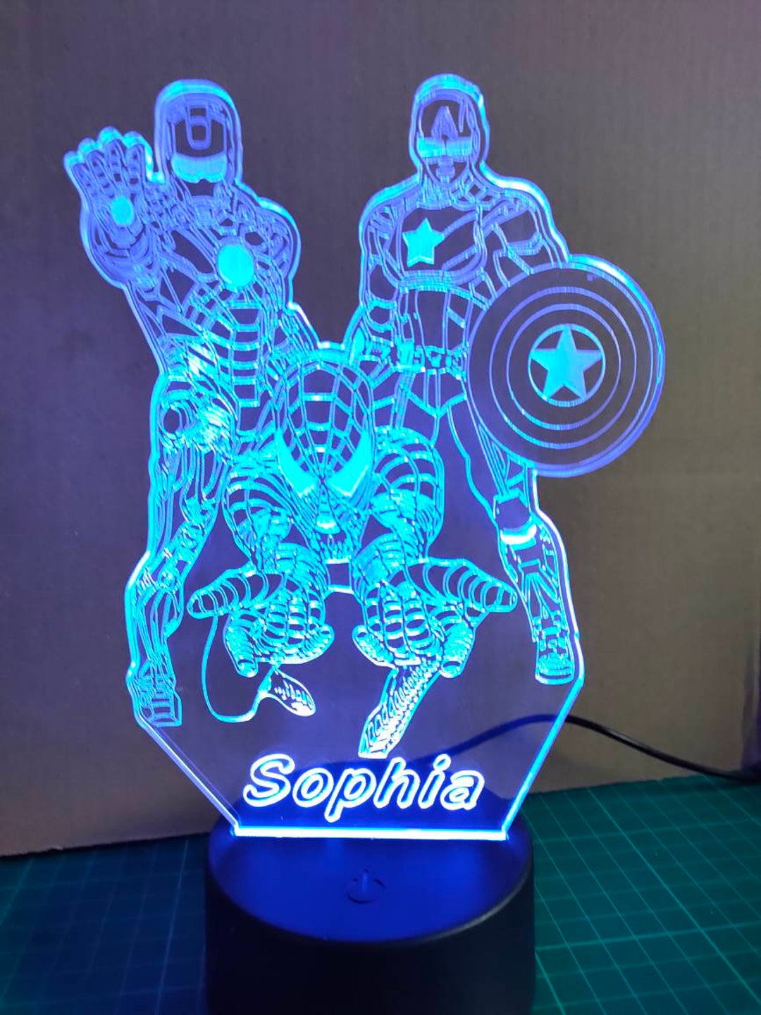 Super Heroes Avengers Marvel Night Light 3d Acrylic Etsy