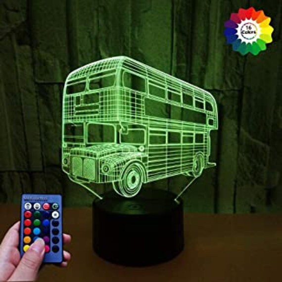 3d bus night light acrylic led rgb