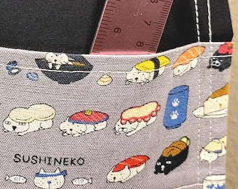 Sushi Cats Server Apron: Handmade Cotton Canvas Waist Apron