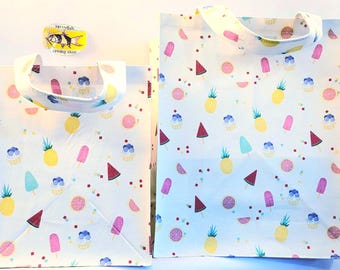 Fruit Dessert Cotton Tote Bag, Handmade Reusable Shopping Bag