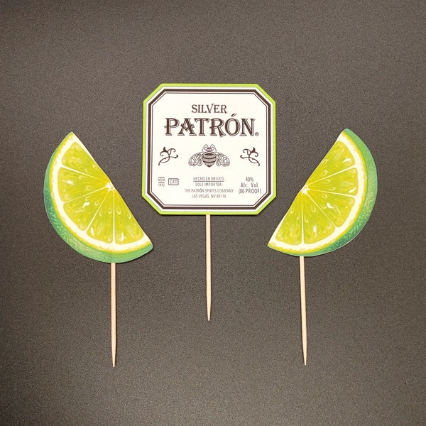 Patron | Tequila & Limes | Cupcake Toppers | Adult Party | 21st Birthday | Tequila Party |