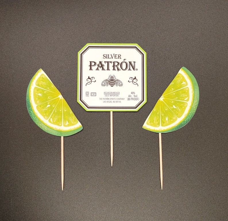 Patron Tequila & Limes Cupcake Toppers Adult Party Etsy