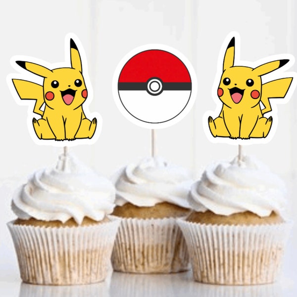 Pokemon | Pikachu | Pokeball | Cupcake Toppers | Classic Pokemon | Kids Birthday | Pokemon Party |