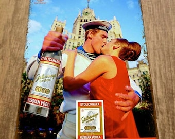 KENSILO Tin Sign Metal Poster Plate of Stolichnaya Russian Vodka ONE Russian Decor Sign 8 x 12 inches 