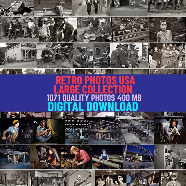 Ultimate Digital Downloadable Black and White, Colored Photo Collection. Retro USA Photography. American People, Cities, Portraits.