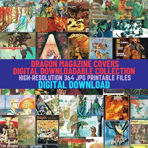 Dragon Magazine Covers Collection Collage Kit Digital Download TSR. Dragons RPG Game. High-Resolution 364 JPG Printable Files. 2.35 Gb.