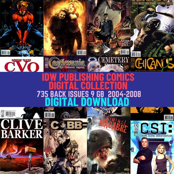 Colección digital descargable de IDW Comics. Serie Cómic Mundial. Libros de historietas de superhéroes. Ficción Terror, Crimen. 735 Problemas. 2004-2008 . 9 GB