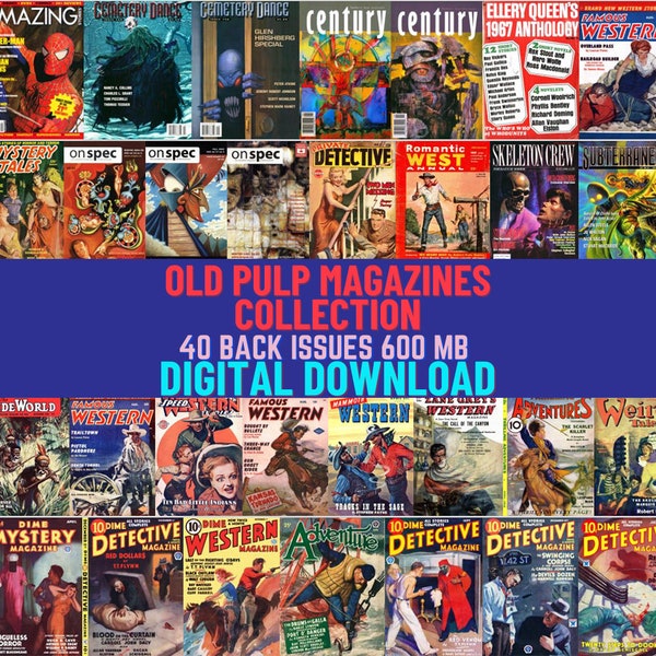 Old Pulp Magazines Digital Collection. Science Fiction, Fantasy, Detective, Mystery, Horror, Adventure, and Westerns. 40 Issues. 600 Mb