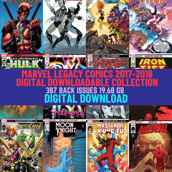 Digital Downloadable Comics Collection. Popular Superheroes. World Comics Series. Comic Book. 387 Back Issues.  2017-2018. 19.7 GB