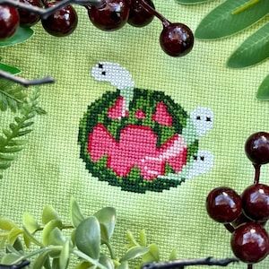 Halloween Watermelon, Summer Halloween, Hot Ghoul Summer, Summerween Cross Stitch Digital Pattern
