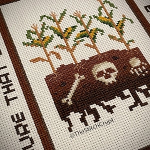 Secret Window Cross Stitch Pattern: Corn, Skulls, Bones (PDF)
