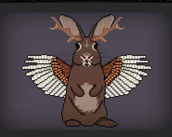 Jackalope Cryptid Wolpertinger Vampire Cryptid Cross Stitch Digital Pattern