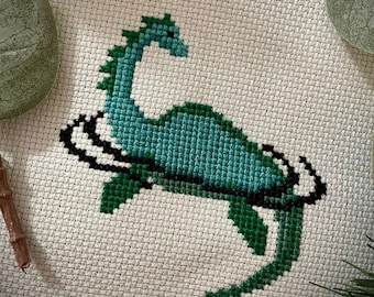 Nessie Cross Stitch Pattern: Loch Ness Monster Cryptid (PDF Pattern)