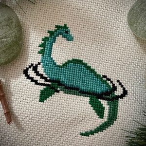 Loch Ness Monster Cross Stitch, Nessie Cryptid, Loch Ness Monster Cross Stitch Digital Pattern