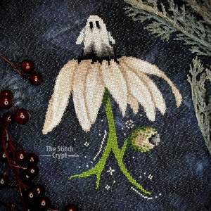 Kruissteekpatroon spookbloem, digitaal spookbloemen spook kruissteekpatroon