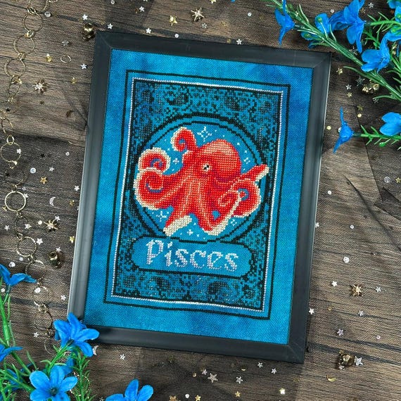 Gothic Pisces Zodiac Cross Stitch Pattern (PDF Pattern)