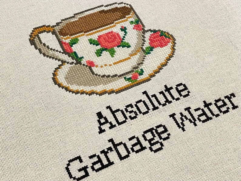 Ted Lasso Absolute Garbage Water Tea Digital Cross Stitch Etsy