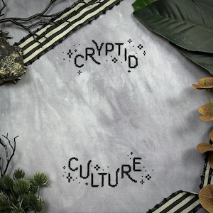 Cryptid Culture Frame Only Cross Stitch, Cryptid Culture Font Frame Cross Stitch Digital Pattern
