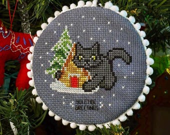 Yule Cat Ornament Cross Stitch Pattern: Icelandic Folklore (PDF)