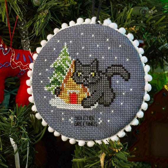 Yule Cat Ornament Cross Stitch Pattern: Icelandic Folklore (PDF)