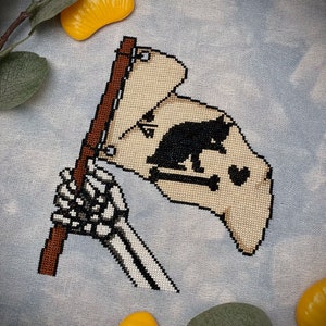 Our Flag Means Death Skeleton Hand OFMD Pirate Flag Cross Stitch Pattern