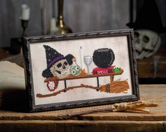 Witch's Essentials, Witch Supplies Shelf Cross Stitch Digital Pattern