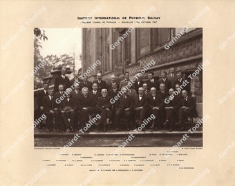 Solvay Conference 1927  Digitale Bilddatei | Schwarz/Weiß RESTORED | Physiker Versammlung