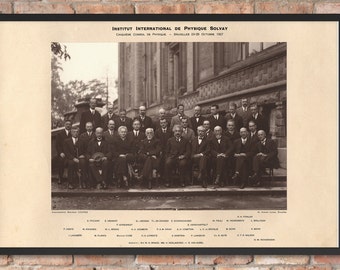 Solvay Conference 1927  Framed Printing | Black/White RESTORED | Physicists Converence