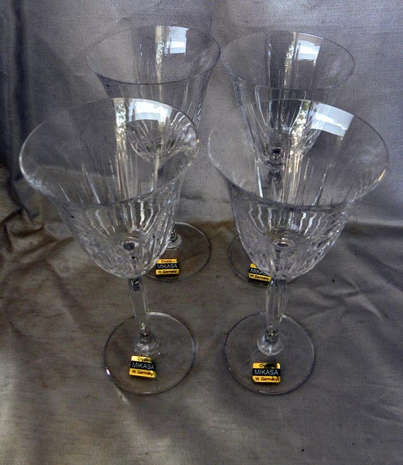 Four (4) Mikasa Innovation Wine Glasses 7 3/8" H. 3 3/8" W.