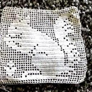 Three Cotton Hand-Crochet Squares: 2 Roosters, One Squirrel