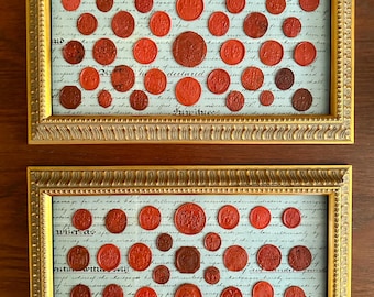 Authentic Antique 19th Century Heraldic Wax Seals of German Nobility Framed