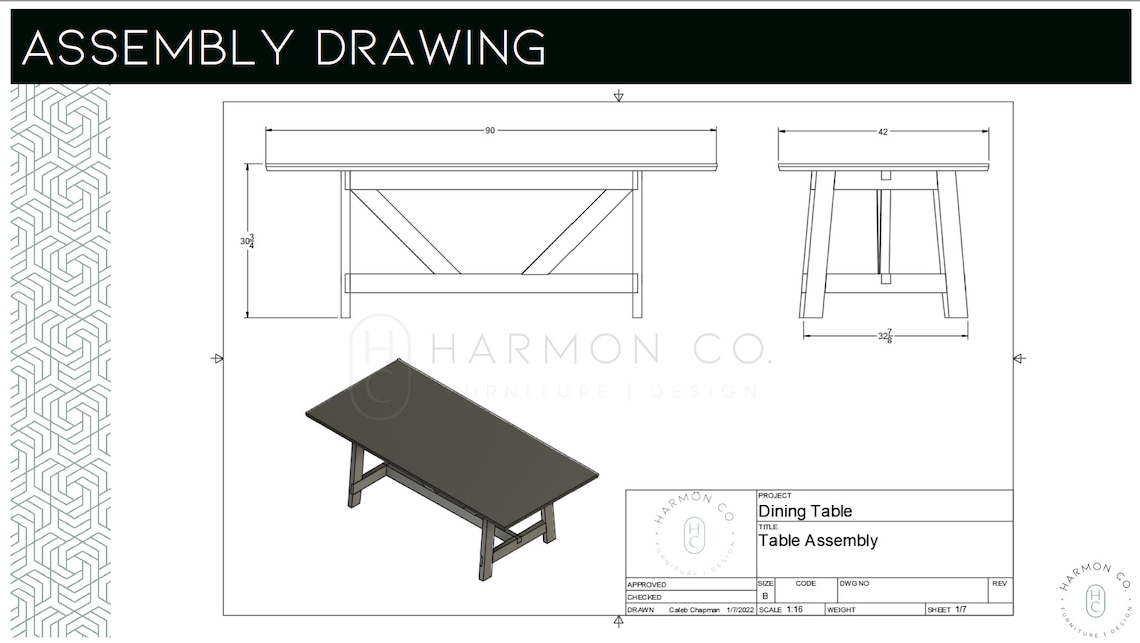 Build Plans for Modern Solid Wood Dining Table DIY Etsy