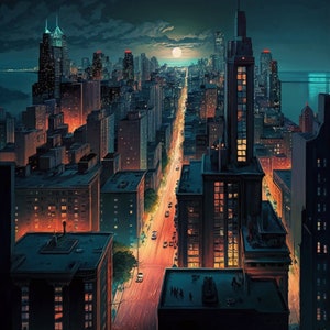 Chicago at night view, American city, City, City view, Night life, Night view, Chicago