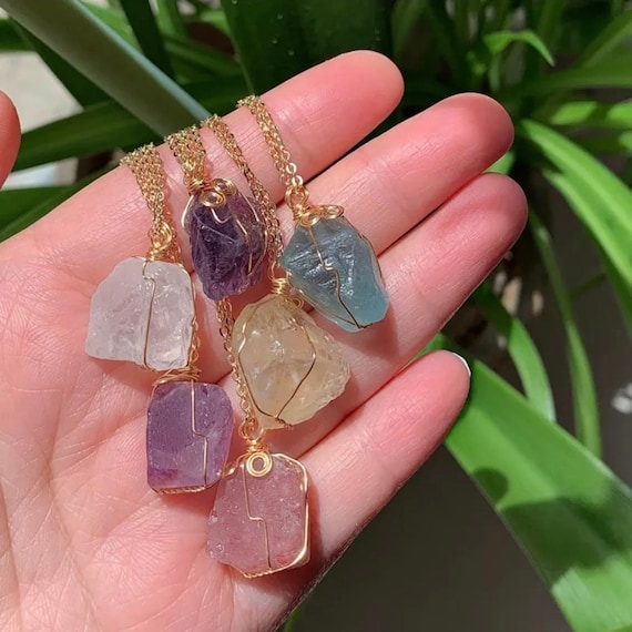 5 Crystal Necklaces - Combo (Raw Healing Crystals) - Lili-Origin