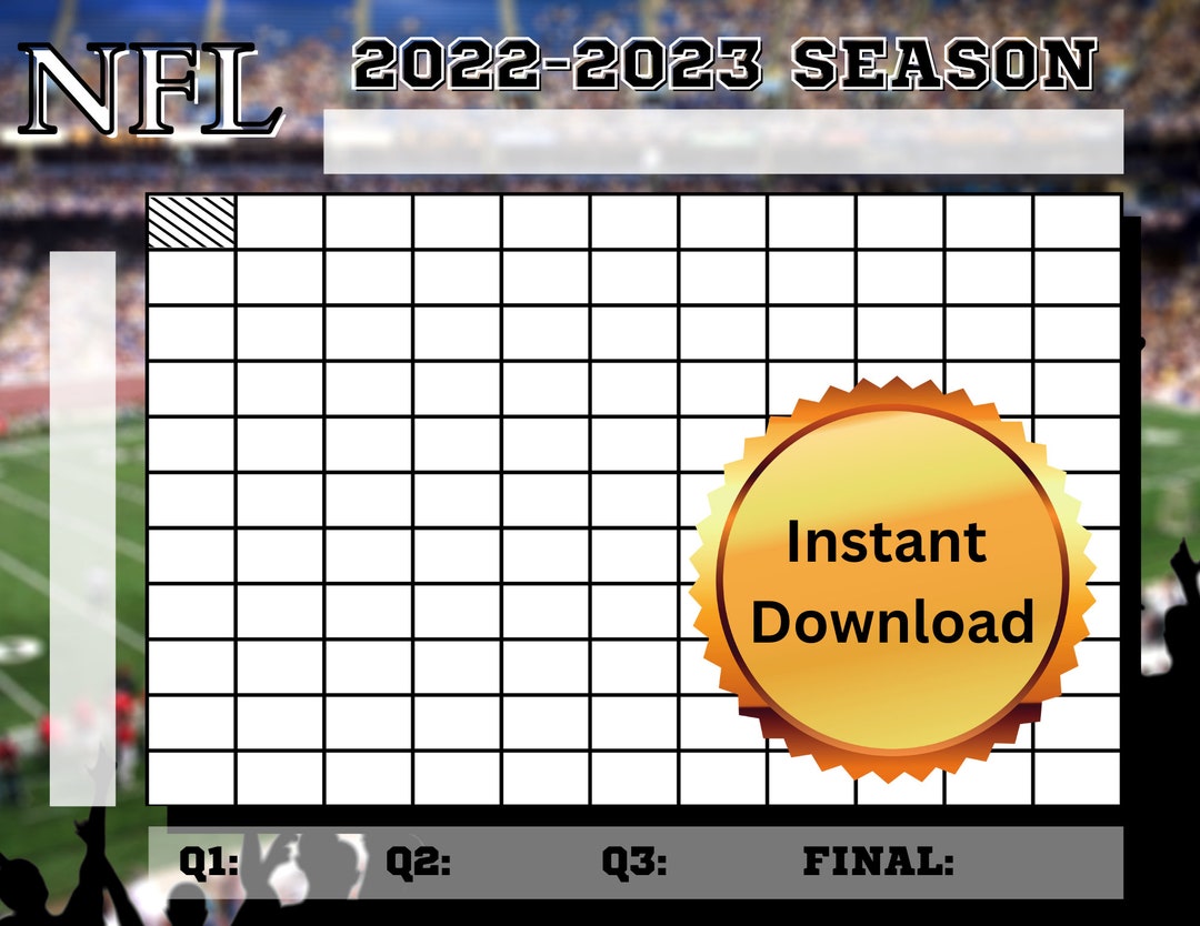 Football Squares Template Instant Download NFL Party Etsy