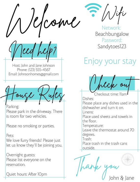 1 Page Airbnb Template Beautiful Editable Etsy 1 Page Airbnb Template Beautiful Editable Etsy