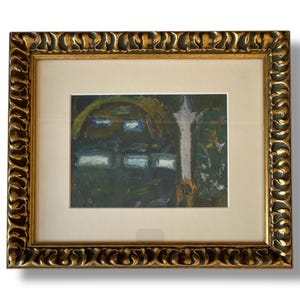 Vintage Landscape Original Abstract Oil Painting Framed Wall Art