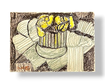 Vintage Abstract 90s Still Life Signed and Dated Artwork