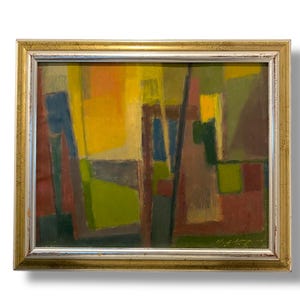 Vintage Original Abstract Modernist Original Oil Painting Artwork