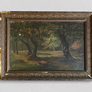 Vintage Forest Landscape Signed oil painting antique oil painting framed landscape vintage original ''Forest  Light''