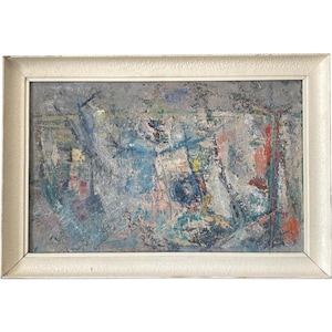 60s Original Mid Century Abstract Oil Painting Art on Canvas